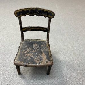 Vintage‎ Miniature Metal Chair - Black with Gold Accents
